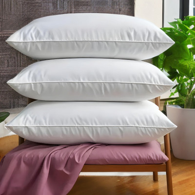 YPOLOIPO LUXURY Polyester Fibre Abstract Sleeping Pillow Pack of 3(White)