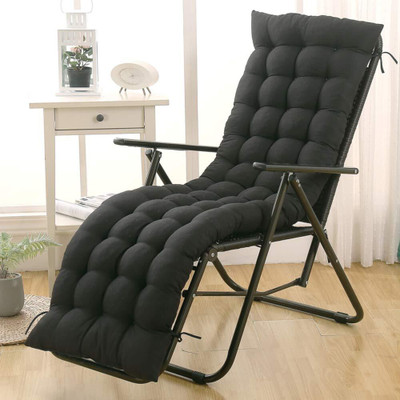 Soo Jaoo Long chair pad Cotton Solid Chair Pad Pack of 1(Black)