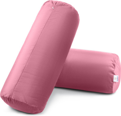 MY ARMOR Microfibre Round Bolster Pillow, Light And Soft, Inner Cover Only Microfibre Solid Bolster Pack of 2(Peach)
