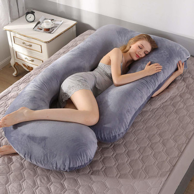 JoJo Polyester Fibre Solid Pregnancy Pillow Pack of 1(gray)