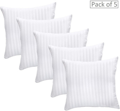 Urban Arts Polyester Fibre Stripes Cushion Pack of 5(White)