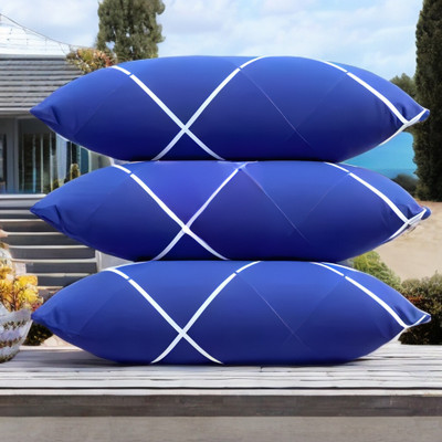 EIRINI LUXURY Polyester Fibre Solid Sleeping Pillow Pack of 3(Blue)