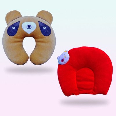 Joynap Mustard Seeds, Polyester Fibre Toons & Characters Baby Pillow Pack of 2(Brown, Red)