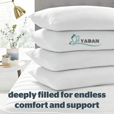 YABAN LUXURY Microfibre Abstract Sleeping Pillow Pack of 4(White)