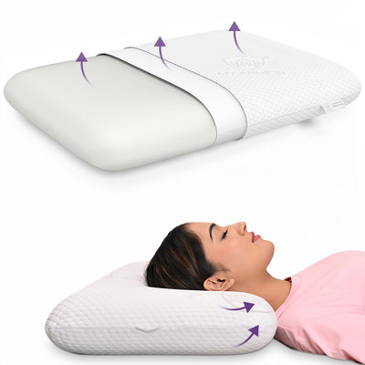 MY ARMOR Memory Foam Orthopedic Bed pillow, Standard Size (With Removable Cover)- Memory Foam Solid Orthopaedic Pillow Pack of 1(BAMBOO WHITE)
