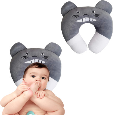 Varnar Baby Head Support Pillow Microfibre Toons & Characters Baby Pillow - Neck Pillow(Grey, White)