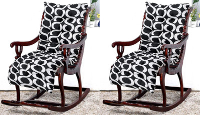 KUBER INDUSTRIES Microfibre Geometric Chair Pad Pack of 2(Black)