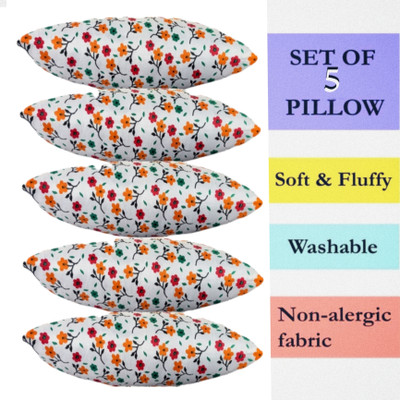 Tecsun FLORAL Polyester Fibre Floral Sleeping Pillow Pack of 5(Multicolor)