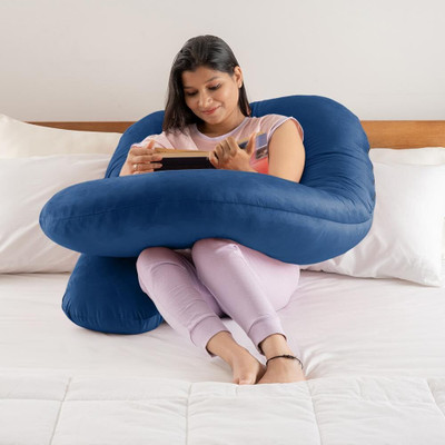 Mojo J SHAPE Microfibre Solid Pregnancy Pillow Pack of 1(Blue)
