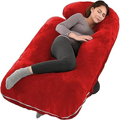WILD MINT J SHAPE Microfibre Solid Body Pillow Pack of 1(Red)