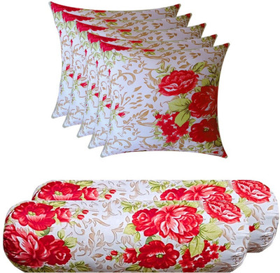SANJU BROTHER 2 Bolester 5 Cushion Microfibre Floral Bolster Pack of 7(PRINTED)