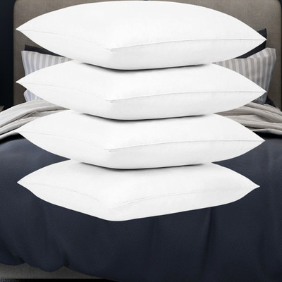 MM toys Microfibre Solid Sleeping Pillow Pack of 4(White)