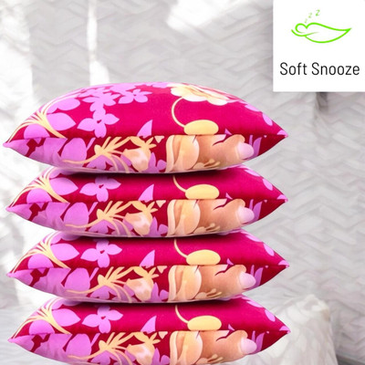 SOFT SNOOZE Microfibre Sleeping Pillow Pack of 4 Floral Ultra Soft Luxury(Pink)