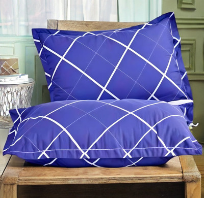 LIPONOS LUXURY Polyester Fibre Abstract Sleeping Pillow Pack of 2(Blue)
