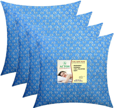 ACTOS Microfibre Floral Cushion Pack of 4(Light Blue)