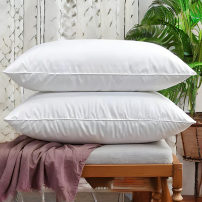 LIPONOS LUXURY Microfibre Solid Sleeping Pillow Pack of 2(White)
