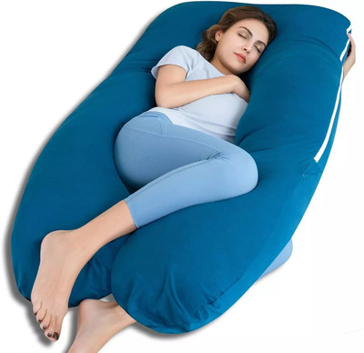 THUKRAN U Shape Polyester Fibre Solid Pregnancy Pillow Pack of 1(BABY BLUE)