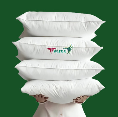 TWIROX ULTRA SOFT LUXURY Cotton Solid Sleeping Pillow Pack of 4(White)
