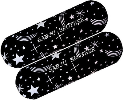 SANJU BROTHER Microfibre Abstract Bolster Pack of 2(Black)