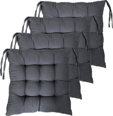 Barbican Microfibre Solid Chair Pad Pack of 4(Grey)