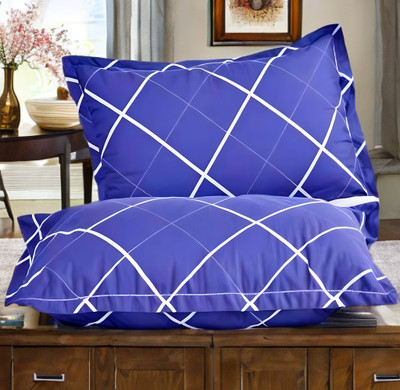 EIRINI LUXURY Microfibre Solid Sleeping Pillow Pack of 2(Blue)