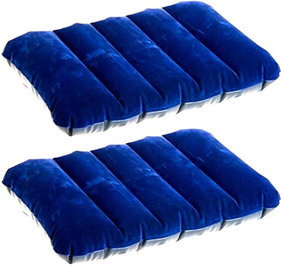 jyot creation Inflatable Velvet Travel Pillow for Train Sleeping Backpacking Family Tour Air Solid Travel Pillow Pack of 2(Blue)