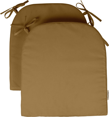 Vargottam Polyester Fibre Solid Chair Pad Pack of 2(Beige)