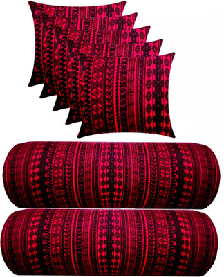 Swikon star Microfibre Geometric Bolster Pack of 7(Maroon)