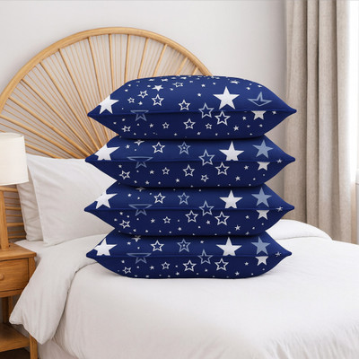 STOMIA Polyester Fibre Sleeping Pillow Pack of 4 Abstract STOMIA(Blue)