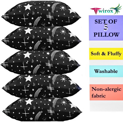 TWIROX LUXURY Polyester Fibre Abstract, Floral Sleeping Pillow Pack of 5(Black)