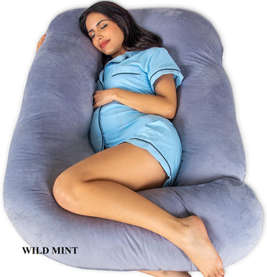 WILD MINT Microfibre Solid Pregnancy Pillow Pack of 1(Grey)