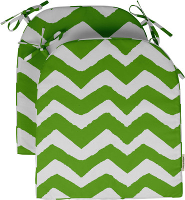 Vargottam Foam Stripes Chair Pad Pack of 2(Green)