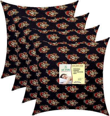 ACTOS Microfibre Floral Cushion Pack of 4(Black)