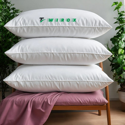 TWIROX LUXURY Polyester Fibre Abstract Sleeping Pillow Pack of 3(White)