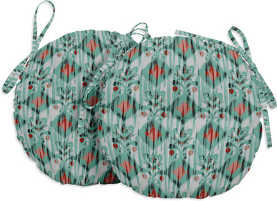Vargottam Polyester Fibre Motifs Chair Pad Pack of 2(Aquamarine Green)