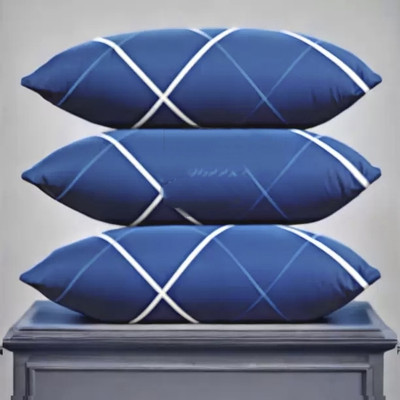 YPOLOIPO LUXURY Polyester Fibre Abstract Sleeping Pillow Pack of 3(Blue)