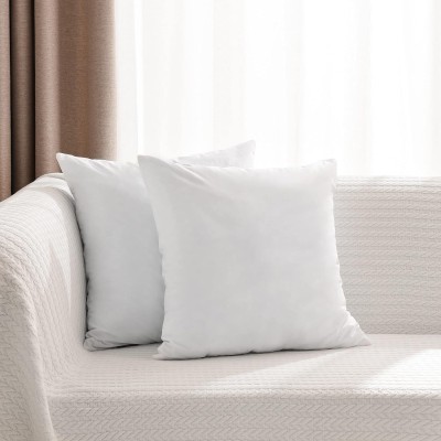 VLYSIUM cushion 18x18 inch fillers for sofa pillow (45*45 cm) Polyester Fibre Solid Cushion Pack of 2(White)