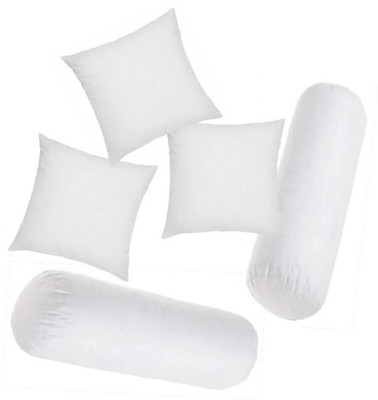 GTX Classic Series Set Of 3 Cushion & 2 Microfibre Solid Bolster Pack of 5(White)