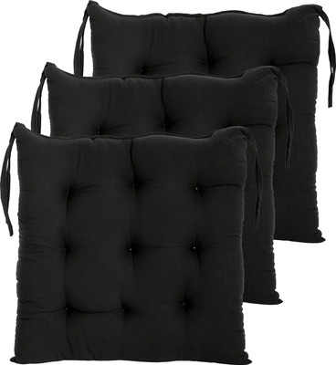 Barbican Microfibre Solid Chair Pad Pack of 3(Black)