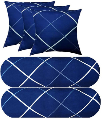 PALVIT Microfibre Abstract Bolster Pack of 5(Blue)