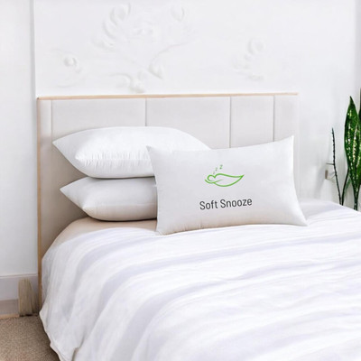 SOFT SNOOZE Microfibre Sleeping Pillow Pack of 3 Solid Soft Luxury(White)