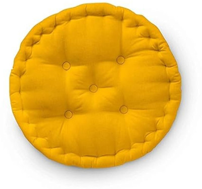 SBJ Home And Style Microfibre Solid Chair Pad Pack of 1(Yellow)
