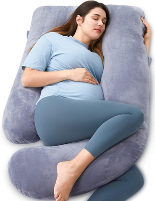 JoJo j shape Microfibre Solid Pregnancy Pillow Pack of 1(Grey)