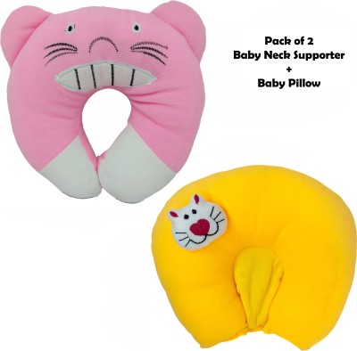 E VYAPAR KENDRA Mustard Seeds, Cotton Toons & Characters, Smiley Baby Pillow Pack of 2(Teeth Pink and Medium Yellow)