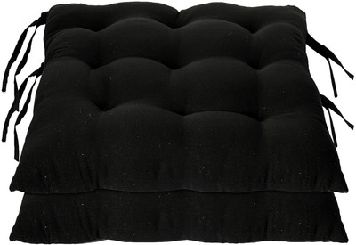 AlertEra Chairpad Microfibre Solid Chair Pad Pack of 2(Black)