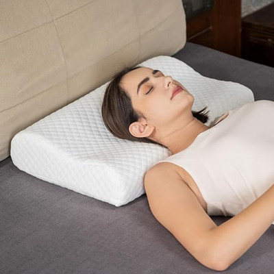 manshav Home Furnishing Memory Foam Solid Orthopaedic Pillow Pack of 1(White)