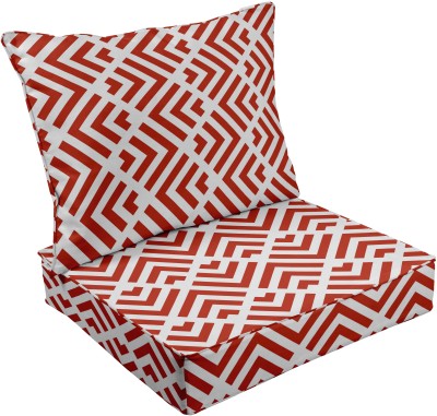 Vargottam Foam Geometric Chair Pad Pack of 2(Red1)