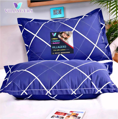 VILLAGERS LUXURY Polyester Fibre Abstract Sleeping Pillow Pack of 2(Blue)