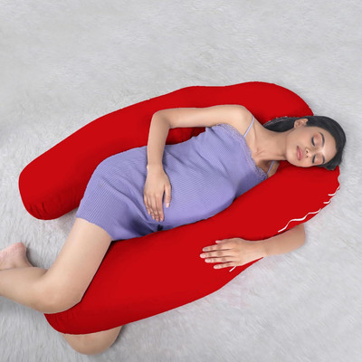 WINX Ultra soft U shaped pillow Polyester Fibre Solid Pregnancy Pillow Pack of 1(Red)
