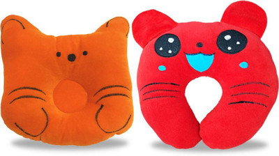InEffable Cotton Abstract Baby Pillow Pack of 2(Orange, Light Red)